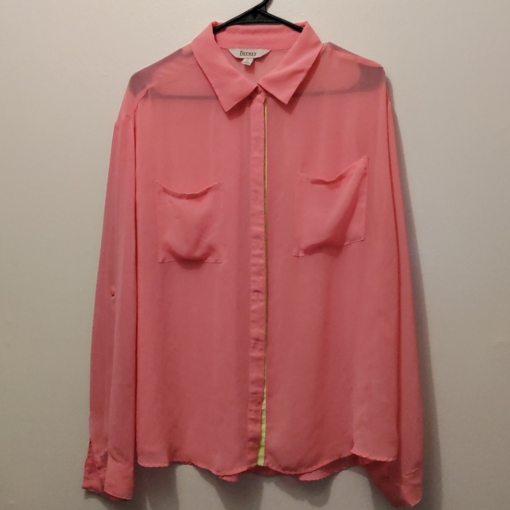 90s Era See through baby Pink and neon stripe